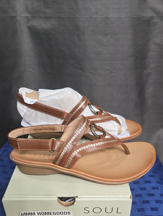 SOUL Naturalizer Shoes - SOUL Naturalizer Women's Brown Tan Braided T-Strap Slingback Sandals